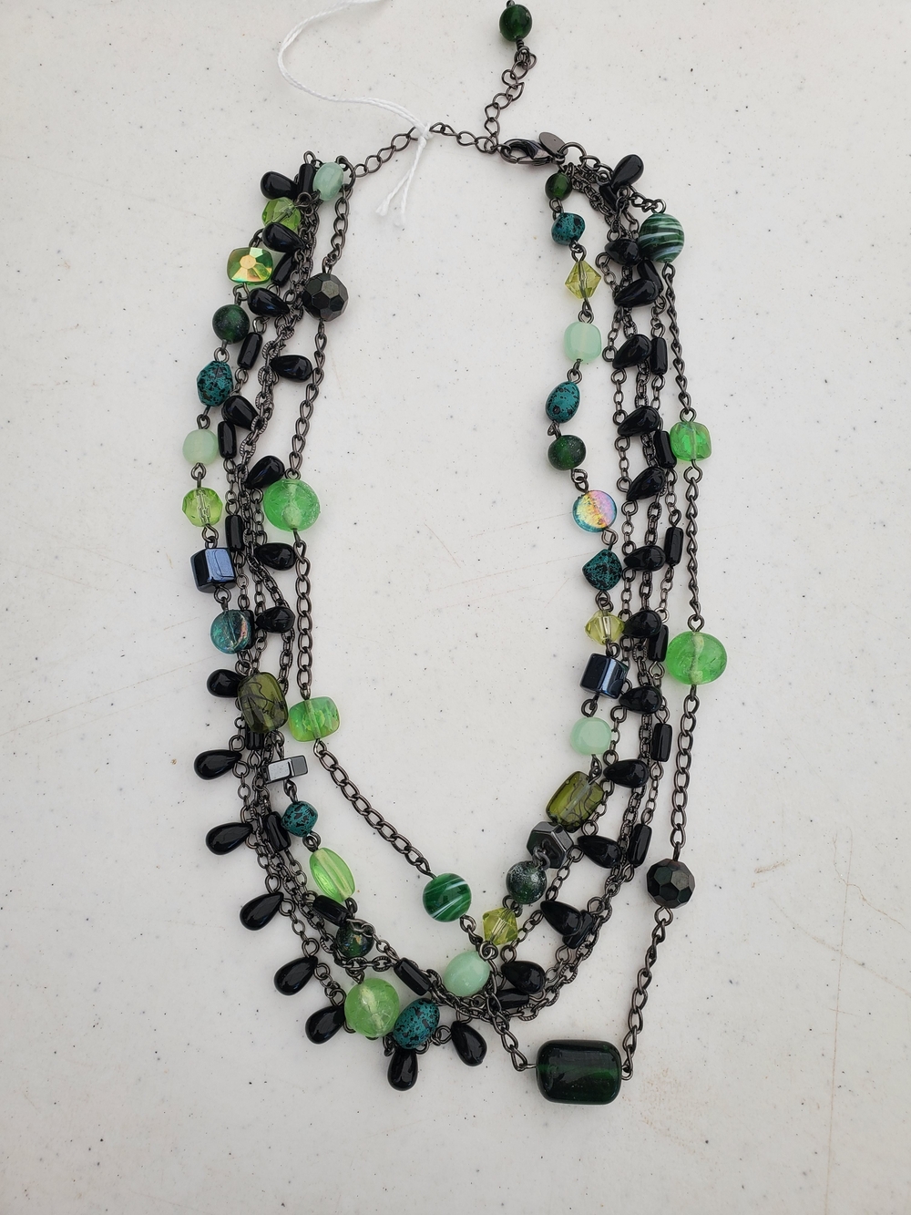 Lia Sophia Green and Black Multi-Strand Beaded Necklace
